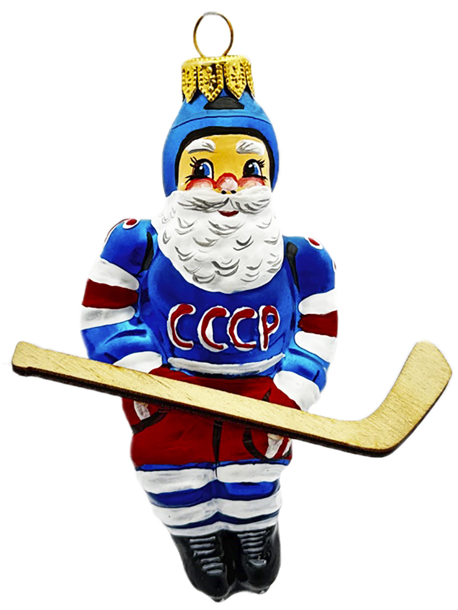 Елочное украшение Дед мороз-фанат хоккея 161524803